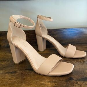 Like new. Nude block heels with ankle strap
